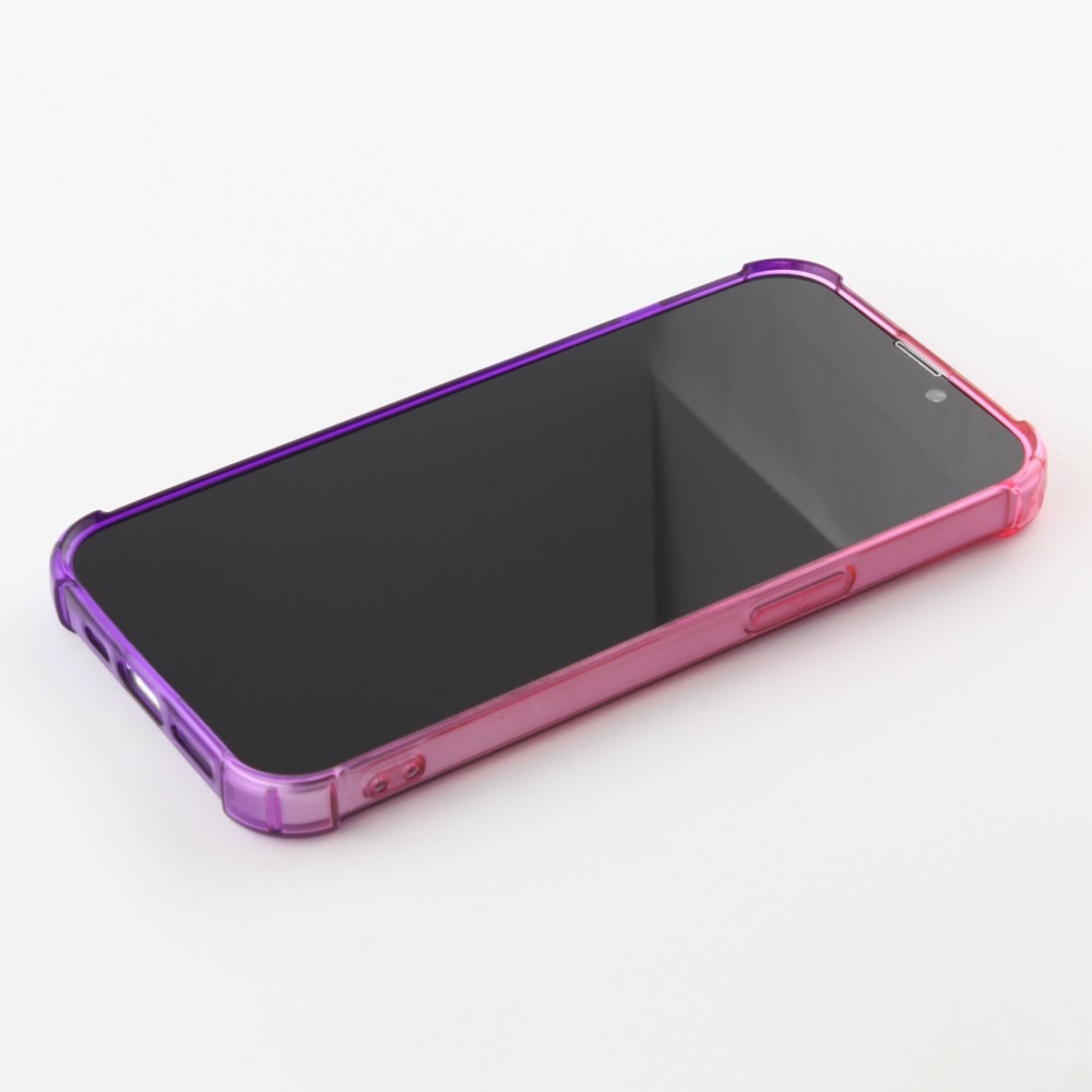 iPhone 13 Case Hülle - Gummi Bumper Rainbow mit extra Schutz für Ecken Antischock - rosa - Violett