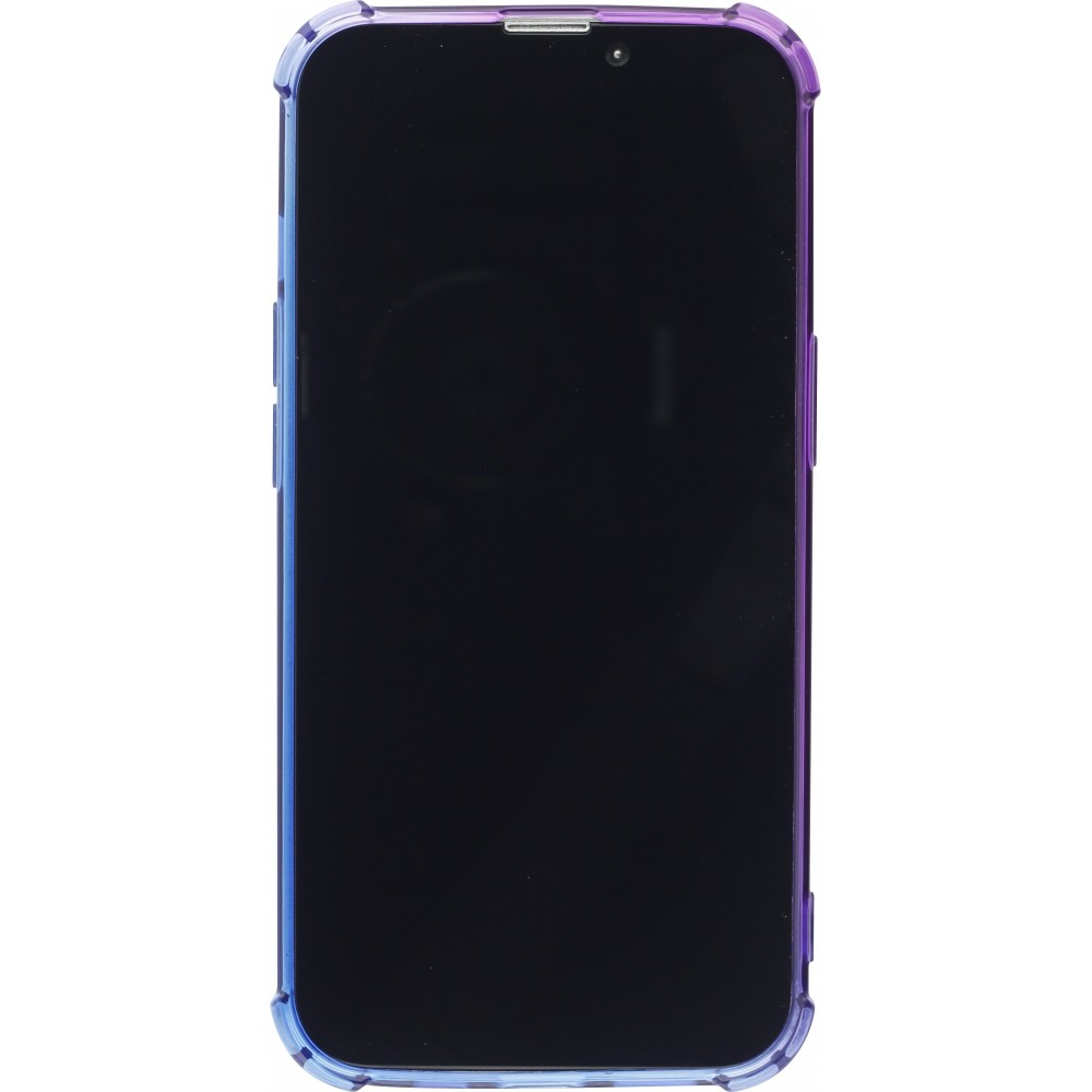 iPhone 13 Case Hülle - Gummi Bumper Rainbow mit extra Schutz für Ecken Antischock - violett blau