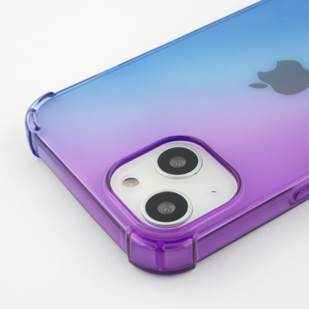 iPhone 13 Case Hülle - Gummi Bumper Rainbow mit extra Schutz für Ecken Antischock - violett blau