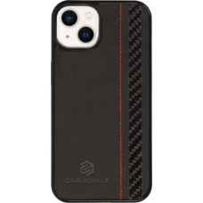 Coque iPhone 13 - Carbomile alcantara et carbone avec surpiqûres rouges