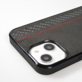 Coque iPhone 13 - Carbomile alcantara et carbone avec surpiqûres rouges