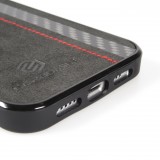 iPhone 13 Case Hülle - Carbomile Alcantara und Carbon mit roten Nähten