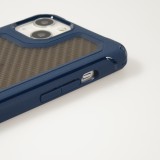 Coque iPhone 13 - Cover Military Élite avec dos en carbone semi-transparent - Bleu foncé