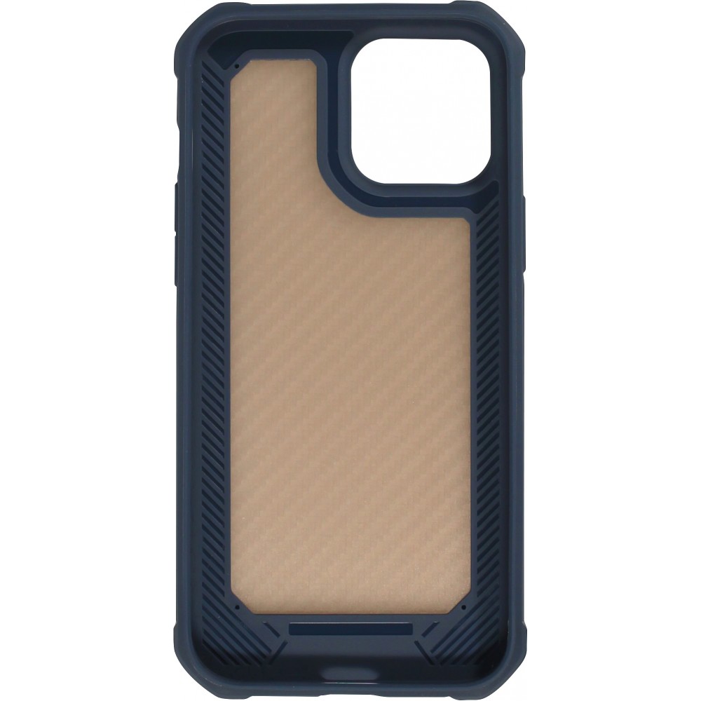 iPhone 13 Case Hülle - Military Elite kompakt Cover mit semi-transparentem Carbon Rücken - Dunkelblau