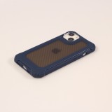 Coque iPhone 13 - Cover Military Élite avec dos en carbone semi-transparent - Bleu foncé