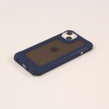 iPhone 13 Case Hülle - Military Elite kompakt Cover mit semi-transparentem Carbon Rücken - Dunkelblau