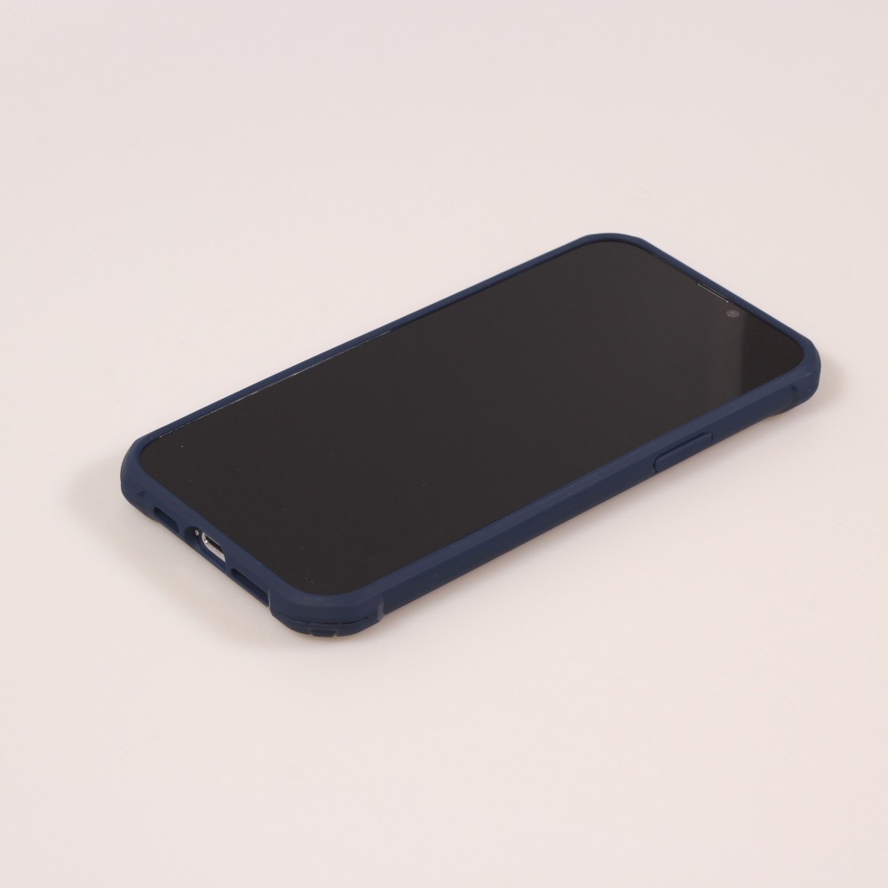 Coque iPhone 13 - Cover Military Élite avec dos en carbone semi-transparent - Bleu foncé