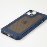 iPhone 13 Case Hülle - Military Elite kompakt Cover mit semi-transparentem Carbon Rücken - Dunkelblau