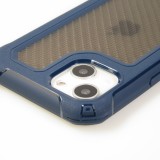 iPhone 13 Case Hülle - Military Elite kompakt Cover mit semi-transparentem Carbon Rücken - Dunkelblau