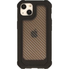 Coque iPhone 13 - Cover Military Élite avec dos en carbone semi-transparent - Noir