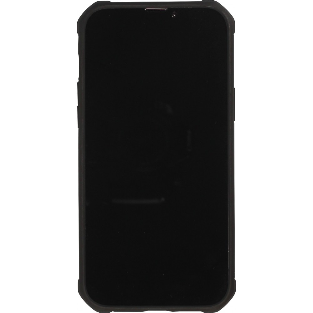 Coque iPhone 13 - Cover Military Élite avec dos en carbone semi-transparent - Noir