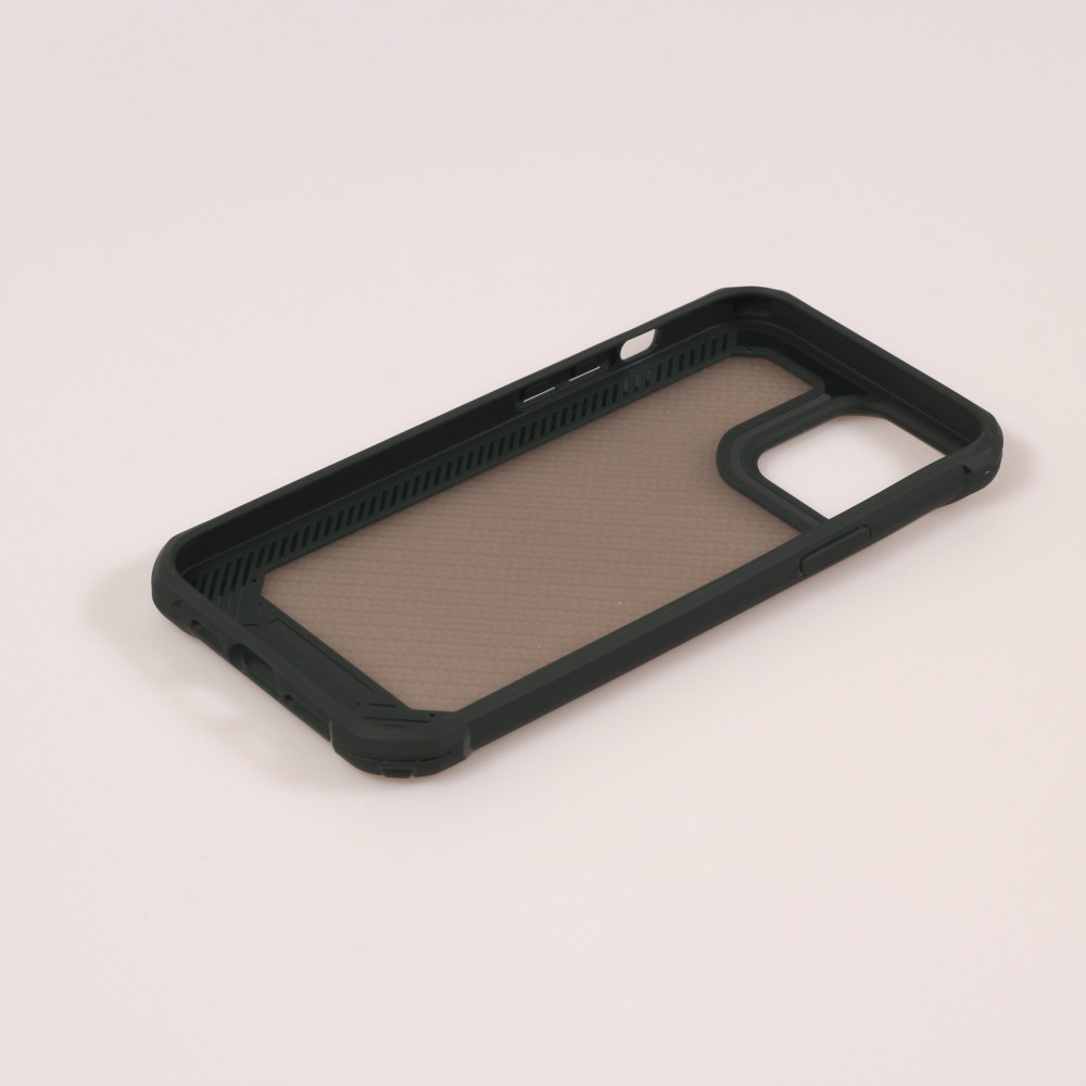 Coque iPhone 13 - Cover Military Élite avec dos en carbone semi-transparent - Noir