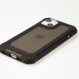 Coque iPhone 13 - Cover Military Élite avec dos en carbone semi-transparent - Noir