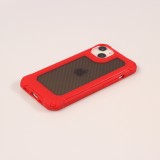 Coque iPhone 13 - Cover Military Élite avec dos en carbone semi-transparent - Rouge