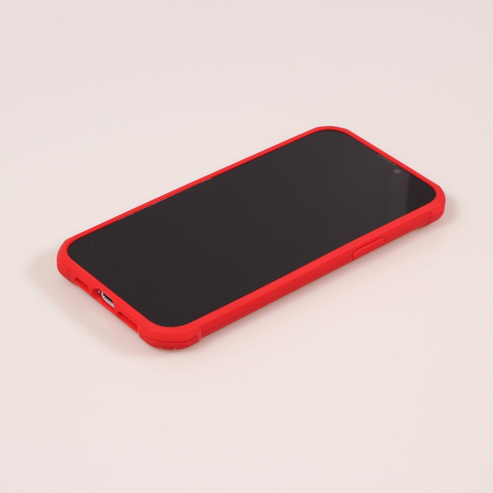 Coque iPhone 13 - Cover Military Élite avec dos en carbone semi-transparent - Rouge