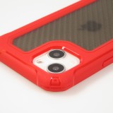 Coque iPhone 13 - Cover Military Élite avec dos en carbone semi-transparent - Rouge