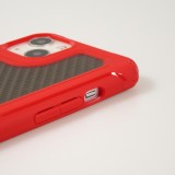 Coque iPhone 13 - Cover Military Élite avec dos en carbone semi-transparent - Rouge