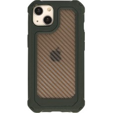 Coque iPhone 13 - Cover Military Élite avec dos en carbone semi-transparent - Vert foncé