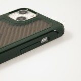 iPhone 13 Case Hülle - Military Elite kompakt Cover mit semi-transparentem Carbon Rücken - Dunkelgrün