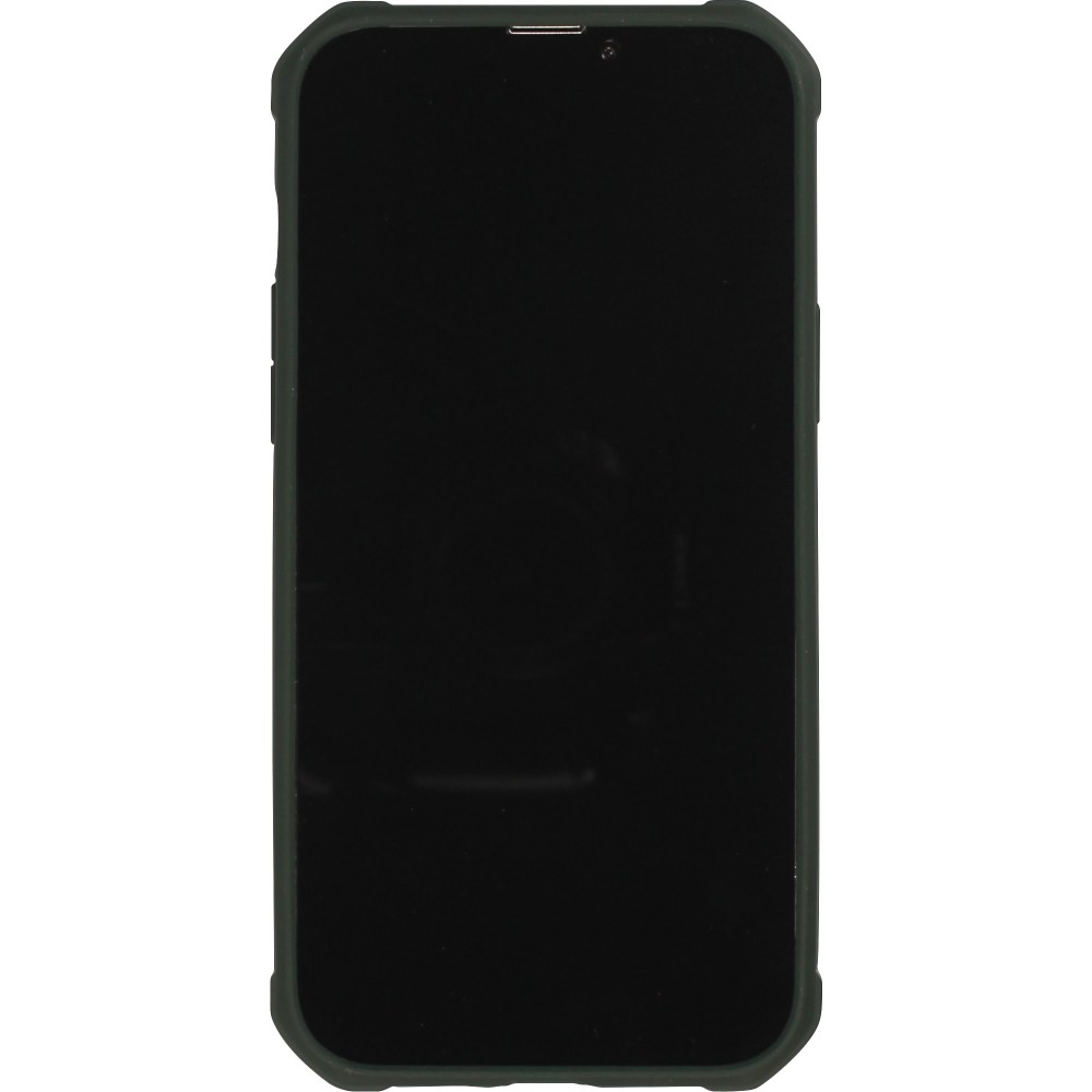 Coque iPhone 13 - Cover Military Élite avec dos en carbone semi-transparent - Vert foncé