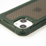 Coque iPhone 13 - Cover Military Élite avec dos en carbone semi-transparent - Vert foncé