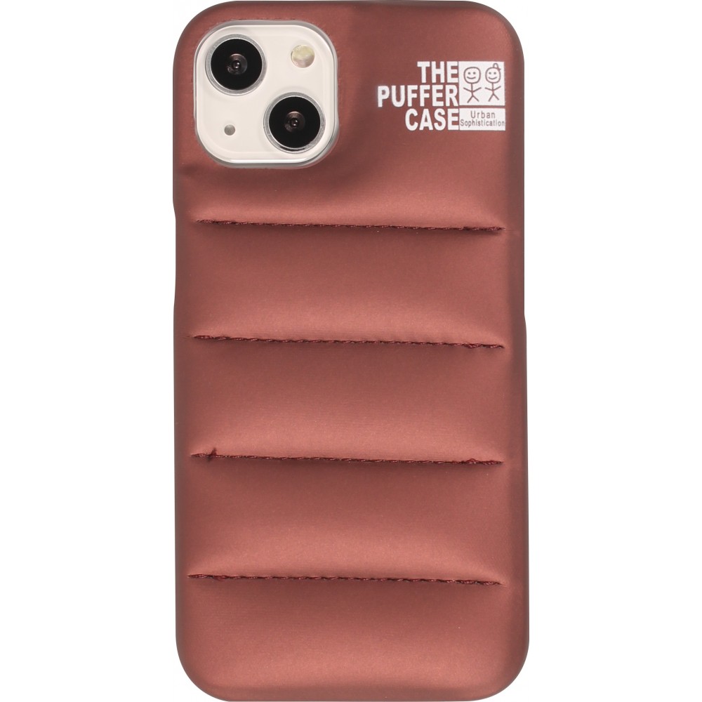 iPhone 13 Case Hülle - 3D stylische Daunenjacke Design mit Ziernaht - Braun