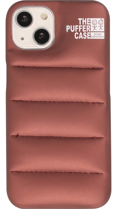 Coque iPhone 13 - Design 3D stylé de doudoune avec couture décorative - Brun
