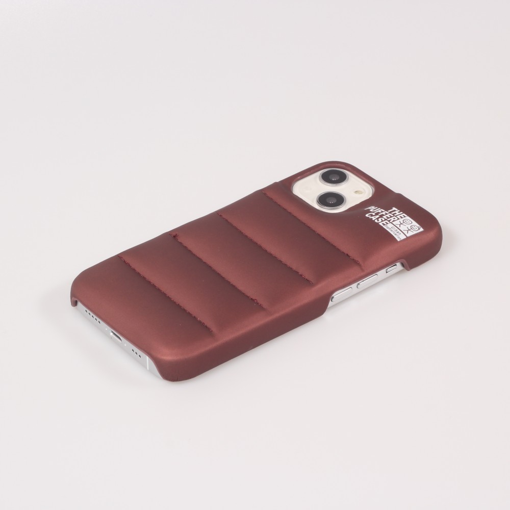 iPhone 13 Case Hülle - 3D stylische Daunenjacke Design mit Ziernaht - Braun