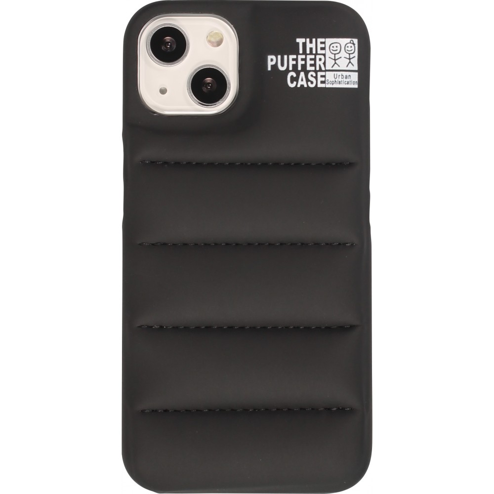 iPhone 13 Case Hülle - 3D stylische Daunenjacke Design mit Ziernaht - Schwarz