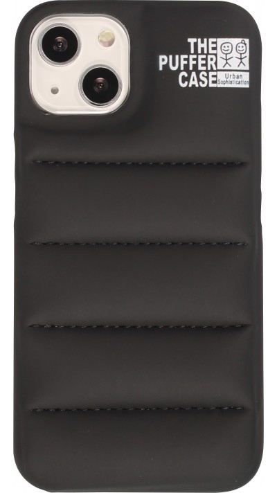 iPhone 13 Case Hülle - 3D stylische Daunenjacke Design mit Ziernaht - Schwarz