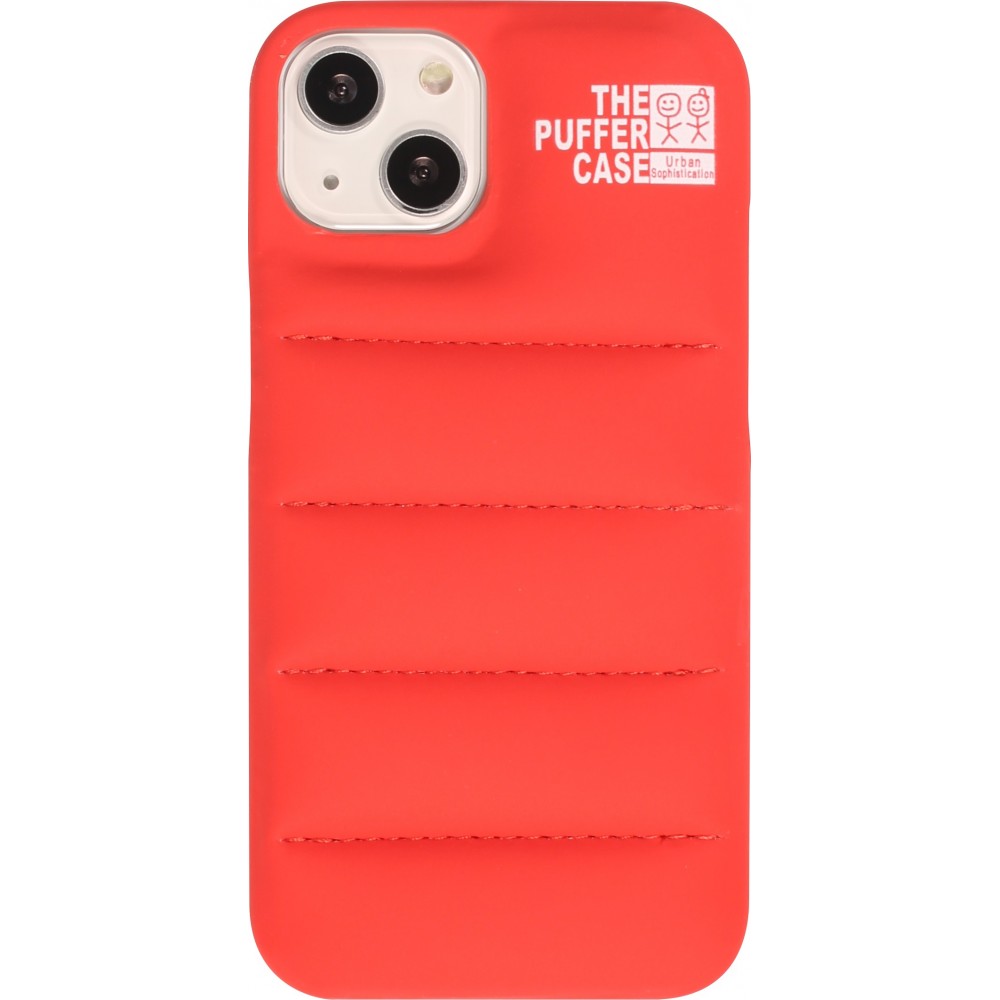 iPhone 13 Case Hülle - 3D stylische Daunenjacke Design mit Ziernaht - Rot