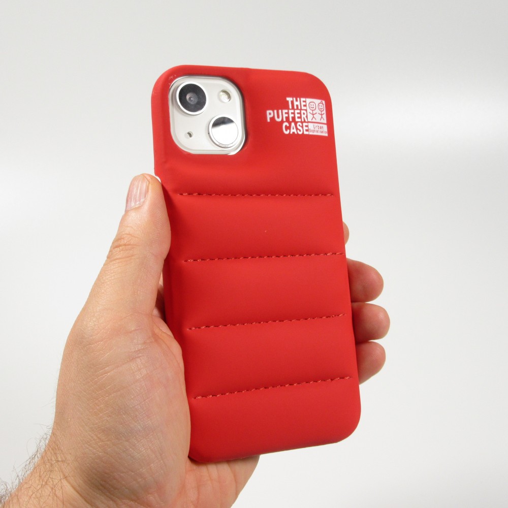 iPhone 13 Case Hülle - 3D stylische Daunenjacke Design mit Ziernaht - Rot