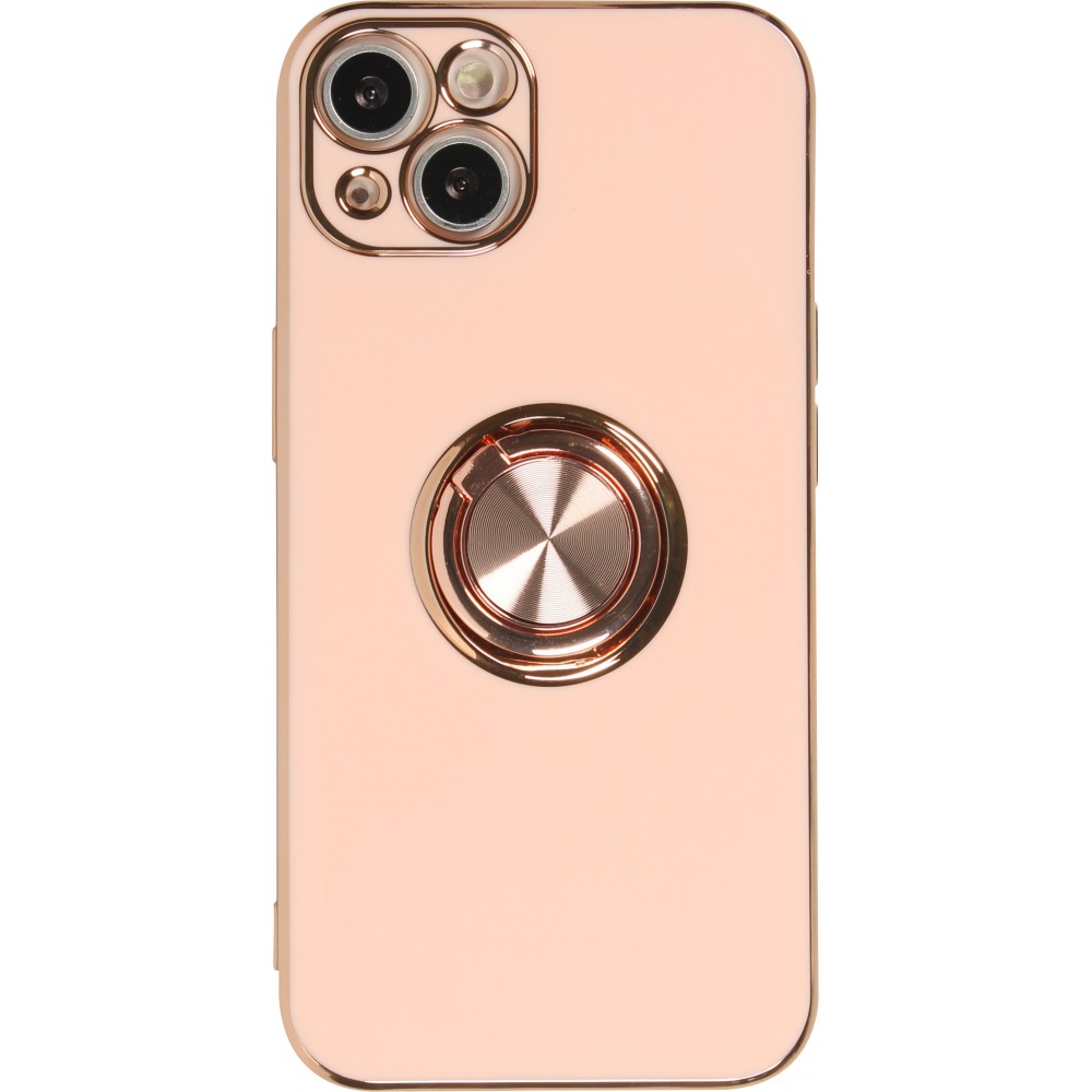 Coque iPhone 13 - Gel Bronze avec anneau - Rose