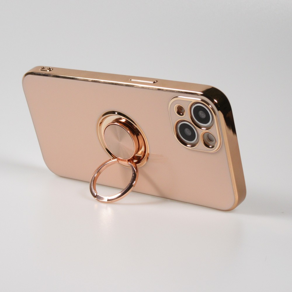 Coque iPhone 13 - Gel Bronze avec anneau - Rose