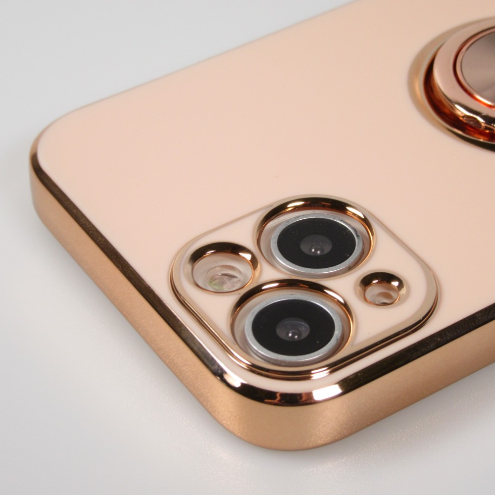 Coque iPhone 13 - Gel Bronze avec anneau - Rose