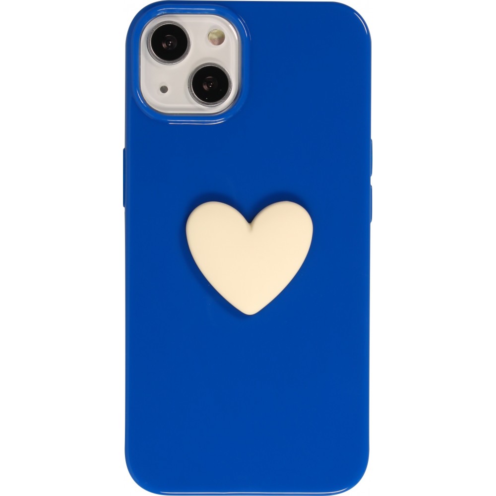 iPhone 13 Case Hülle - 3D Herz Gel - Blau