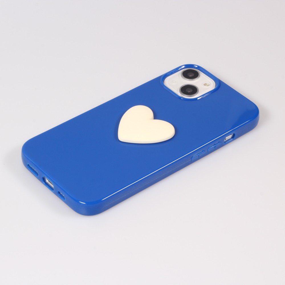 iPhone 13 Case Hülle - 3D Herz Gel - Blau