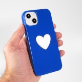 Coque iPhone 13 - Gel Coeur 3D relief - Bleu