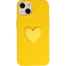 Coque iPhone 13 - Gel Coeur 3D relief - Jaune