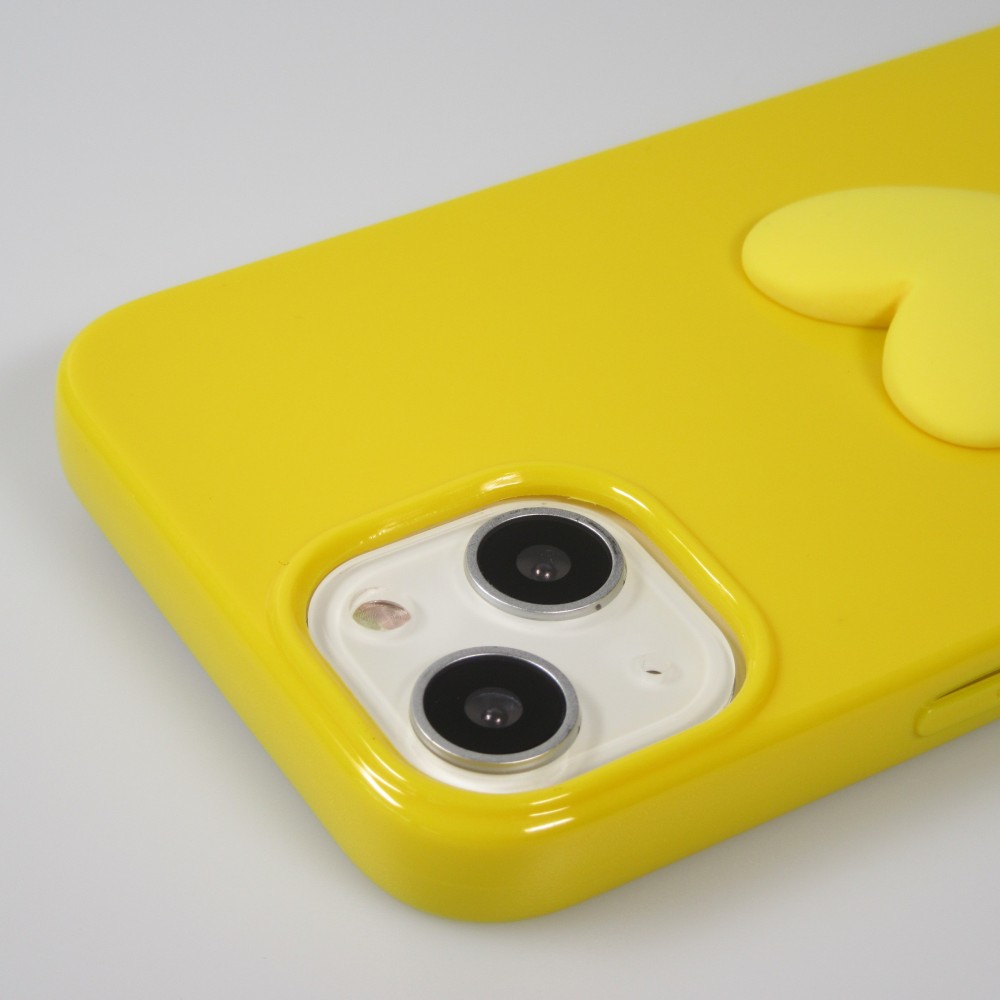 Coque iPhone 13 - Gel Coeur 3D relief - Jaune