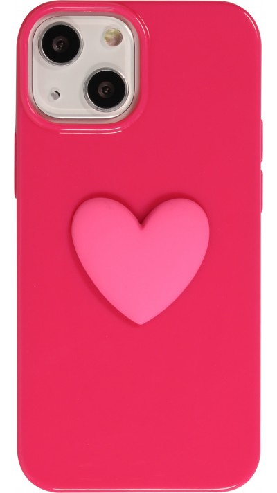 Coque iPhone 13 mini - Gel Coeur 3D relief - Rose