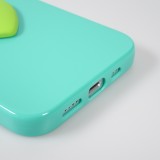 Coque iPhone 13 - Gel Coeur 3D relief - Turquoise