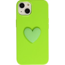 Coque iPhone 13 - Gel Coeur 3D relief - Vert