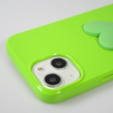 Coque iPhone 13 - Gel Coeur 3D relief - Vert