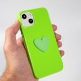 Coque iPhone 13 - Gel Coeur 3D relief - Vert