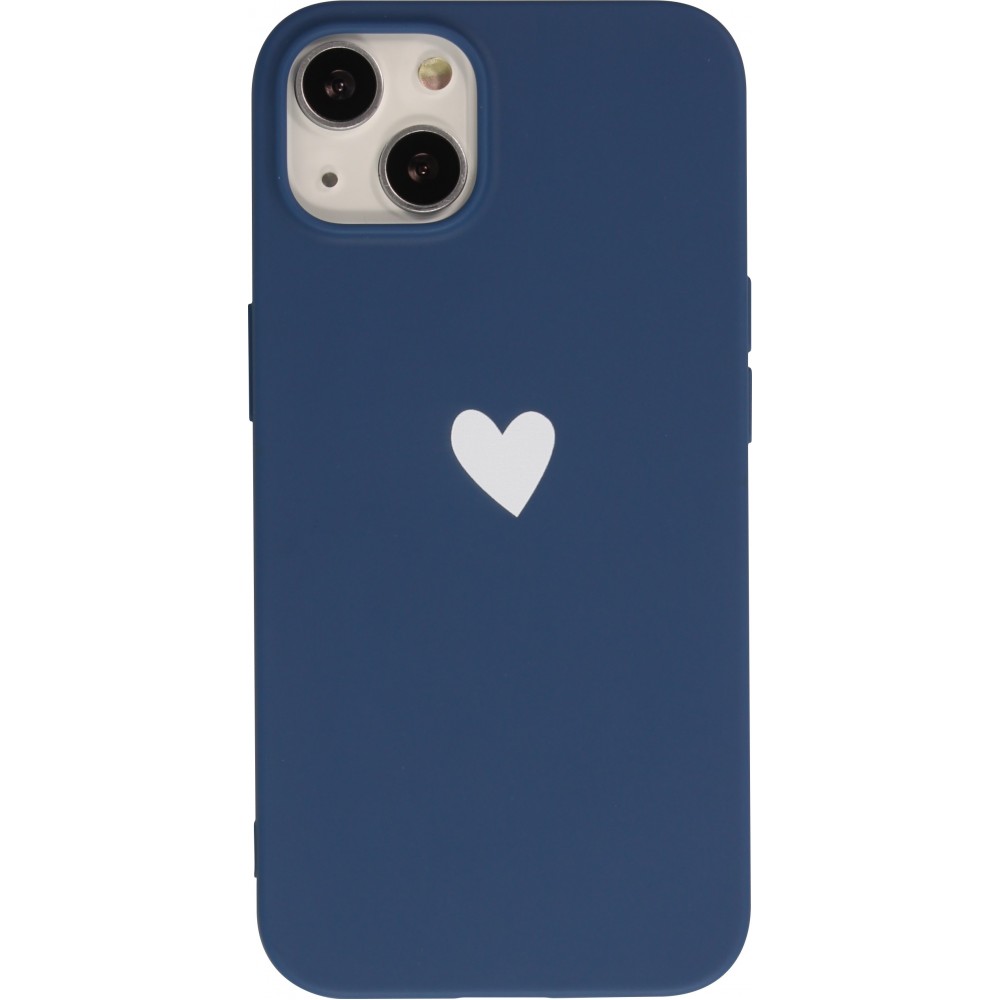 Coque iPhone 13 mini - Gel coeur - Bleu