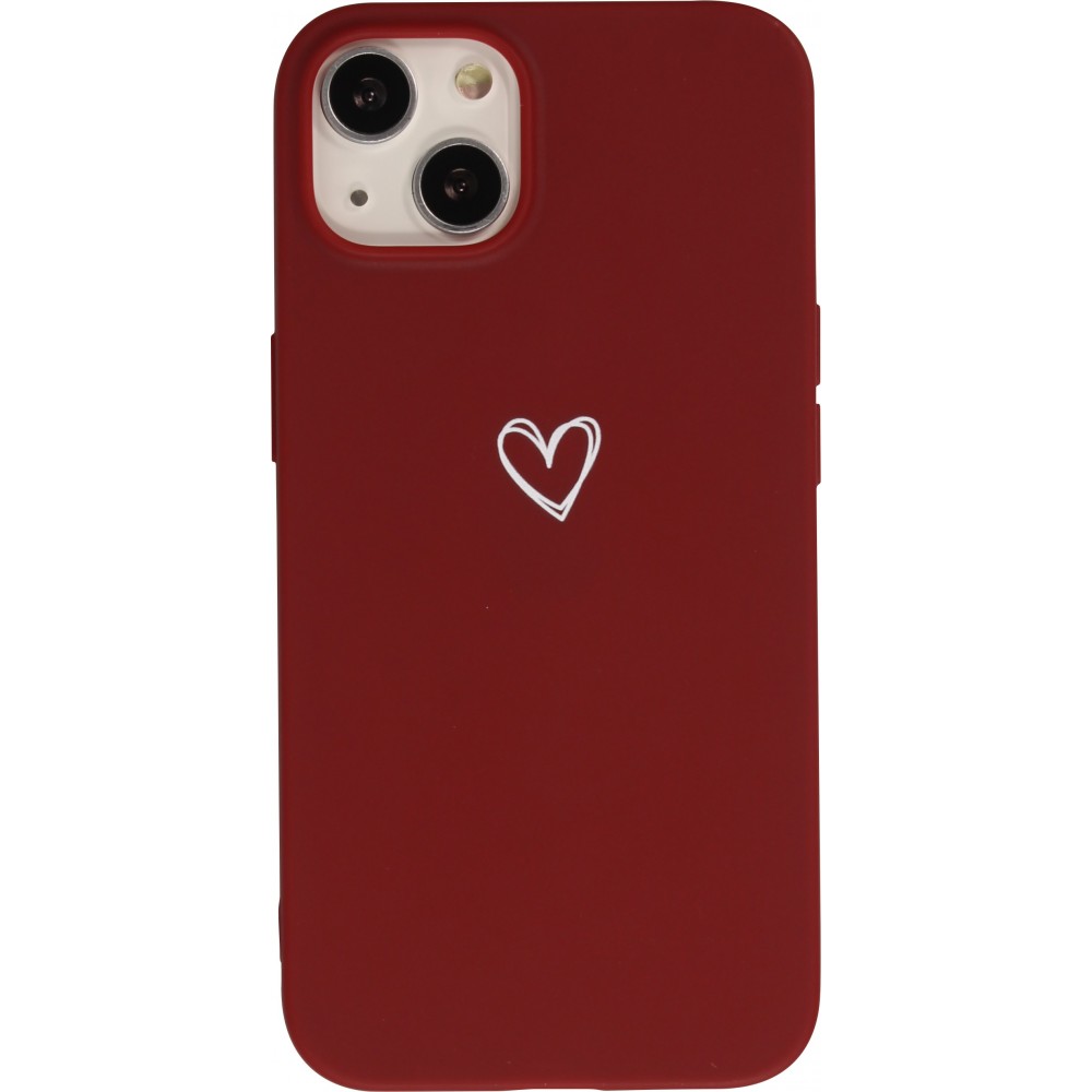 Coque iPhone 13 mini - Gel coeur - Rouge