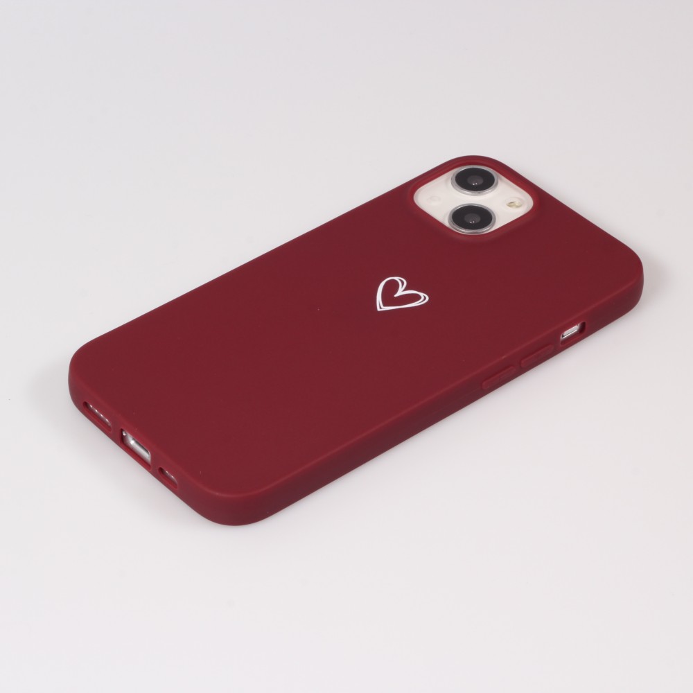 Coque iPhone 13 - Gel coeur - Rouge