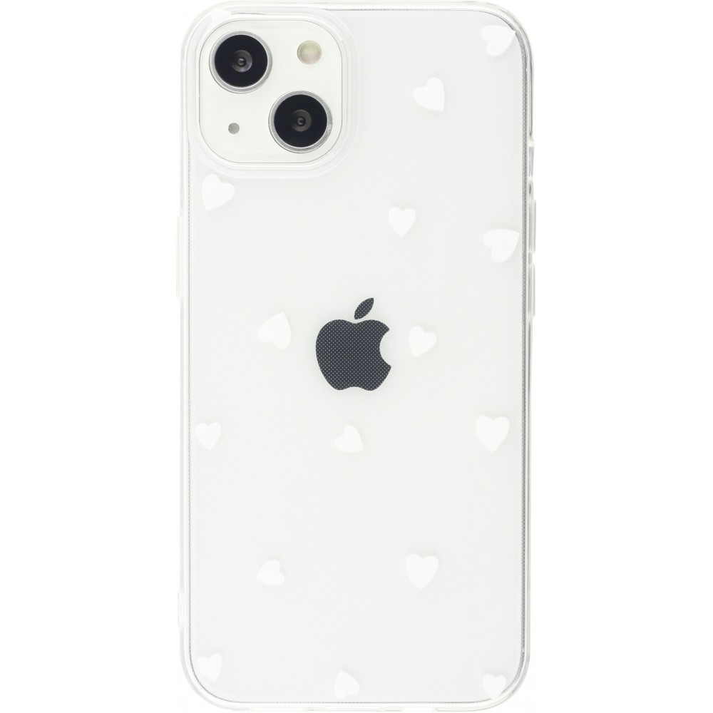 Coque iPhone 13 - Gel petit coeur - Blanc