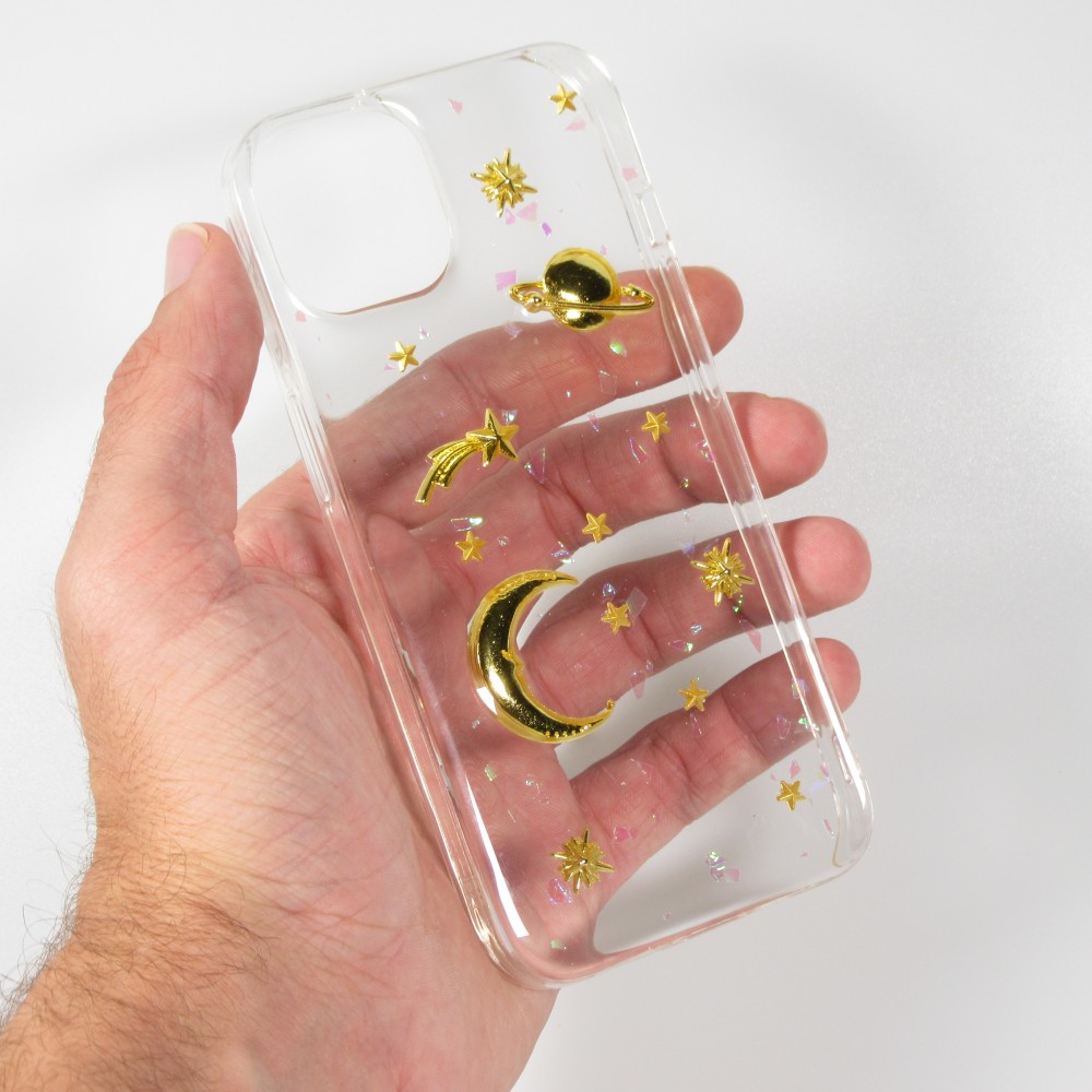 Hülle iPhone 13 - Glass 3D Universum - Transparent